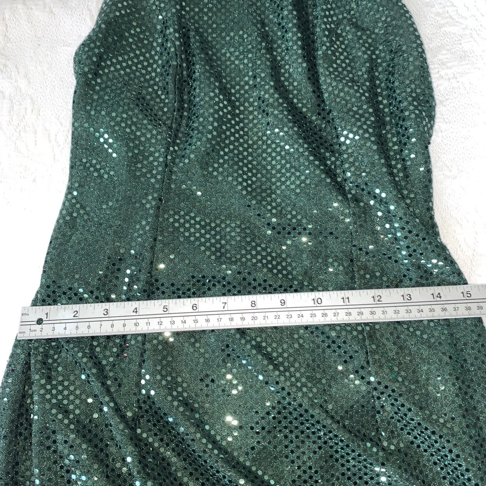 Roberta Green Sequin Maxi Sheath Dress Halter Neck 80s/90s Vintage Size 7/8 Glam - Picture 10 of 11